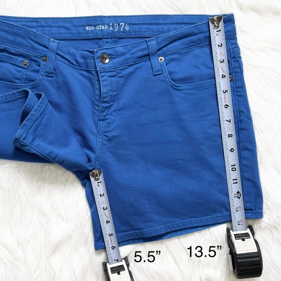 Big Star Cobalt Blue Colored Denim Logo Mid Rise 5” Jean Shorts - Picture 8 of 8